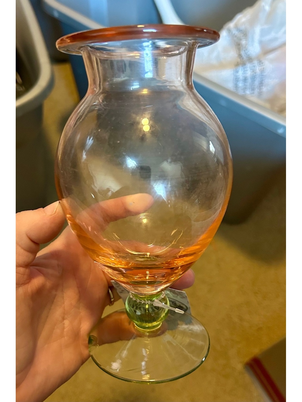 Tiffin watermelon depression glass pedestal vase
